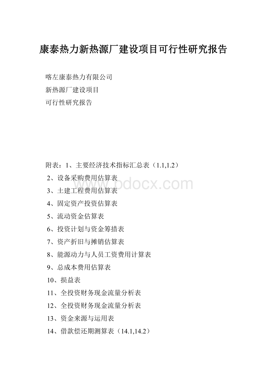 康泰热力新热源厂建设项目可行性研究报告文档格式.docx_第1页