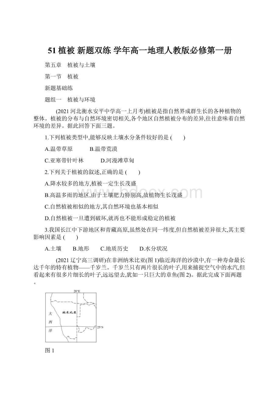 51植被 新题双练 学年高一地理人教版必修第一册.docx