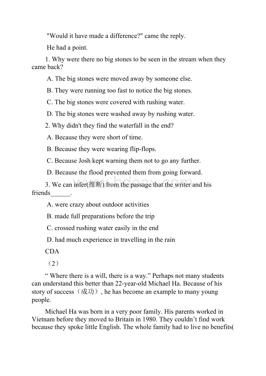 江苏省苏州市学年第一学期初二《阅读理解》英语期末复习专题含答案Word下载.docx_第2页