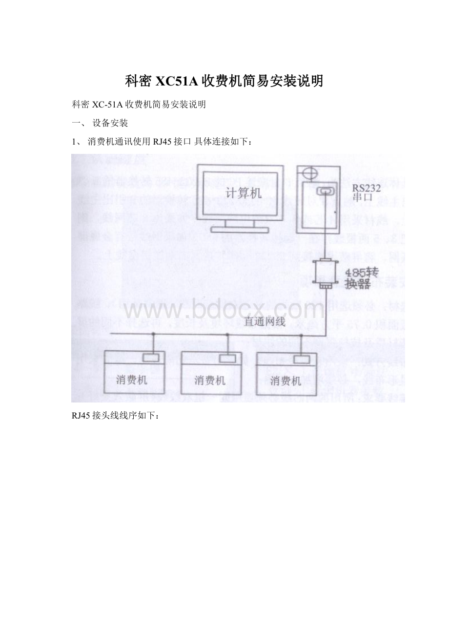 科密XC51A收费机简易安装说明.docx