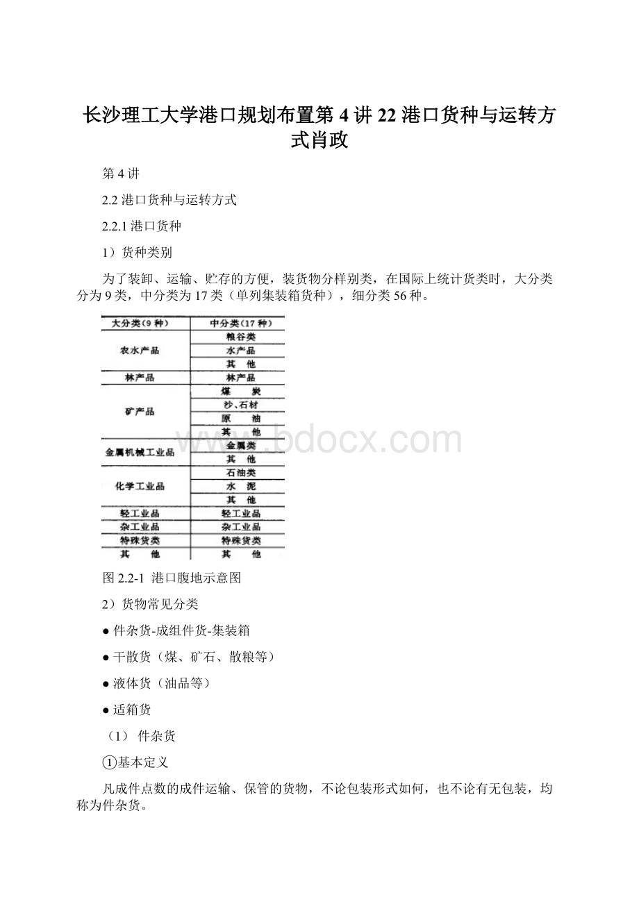 长沙理工大学港口规划布置第4讲22 港口货种与运转方式肖政Word文档下载推荐.docx