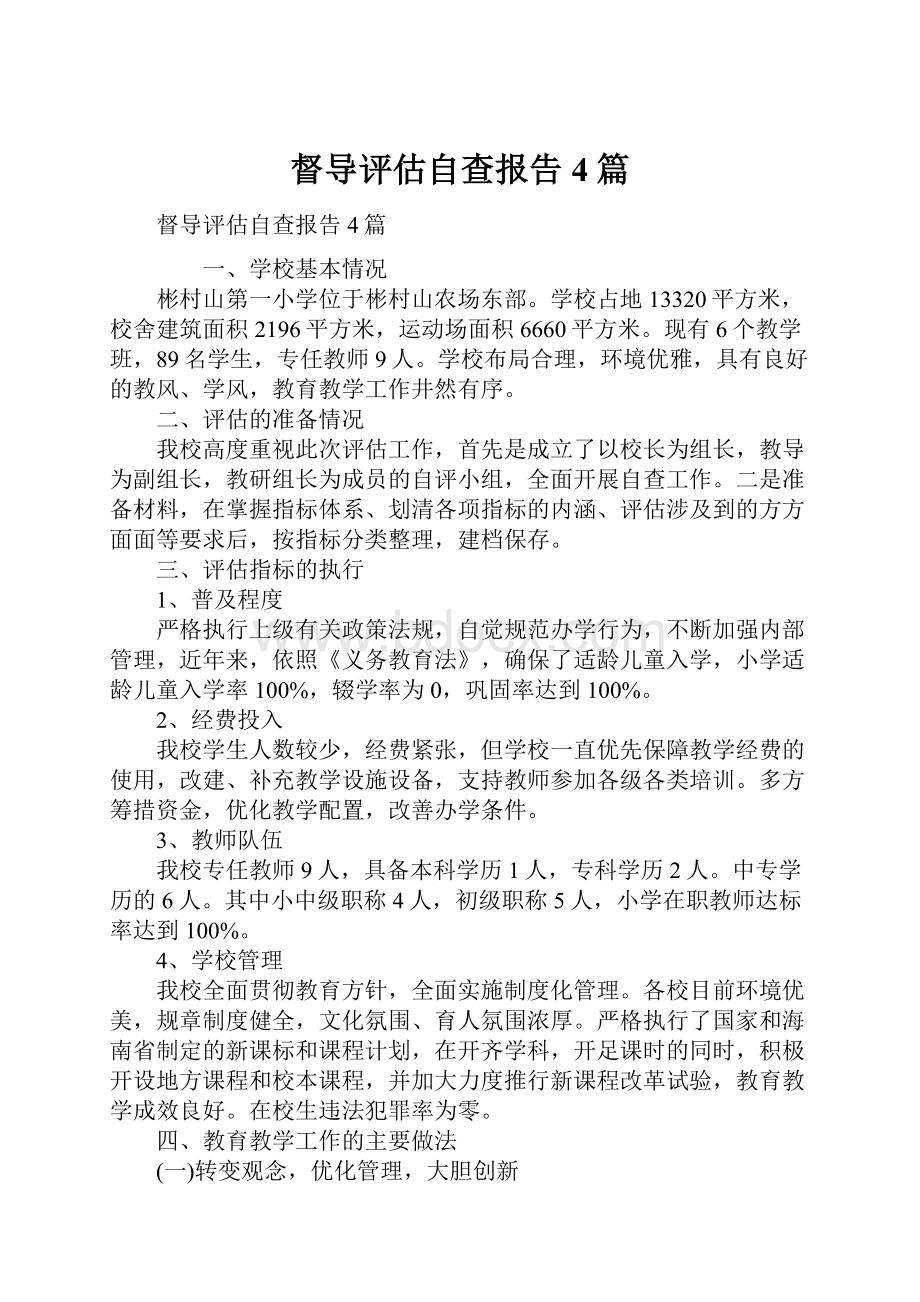 督导评估自查报告4篇Word格式文档下载.docx