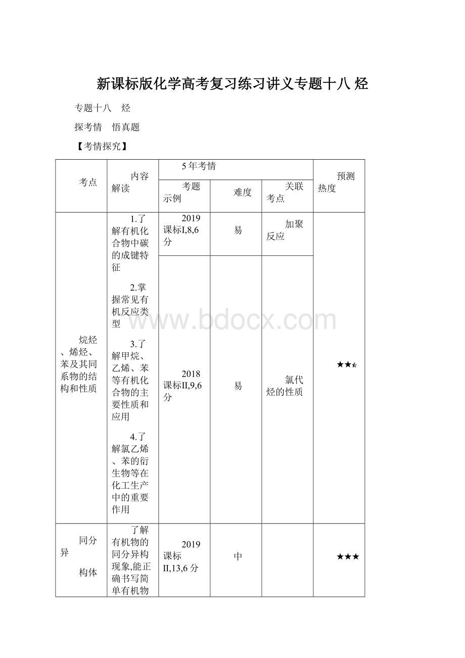 新课标版化学高考复习练习讲义专题十八 烃.docx_第1页