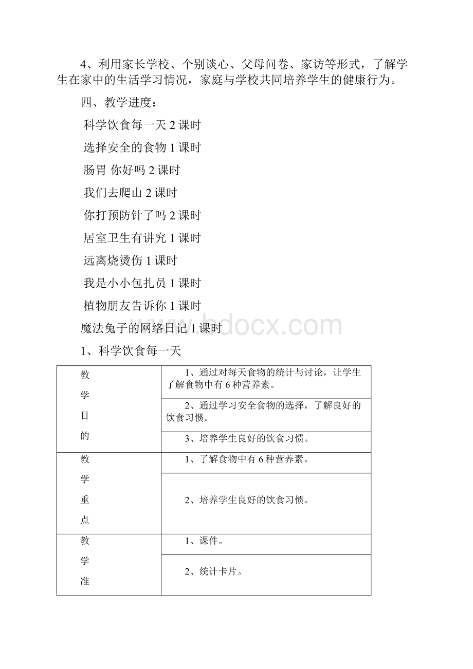 完整打印版小学四年级上册生命与健康常识教案图文.docx_第2页