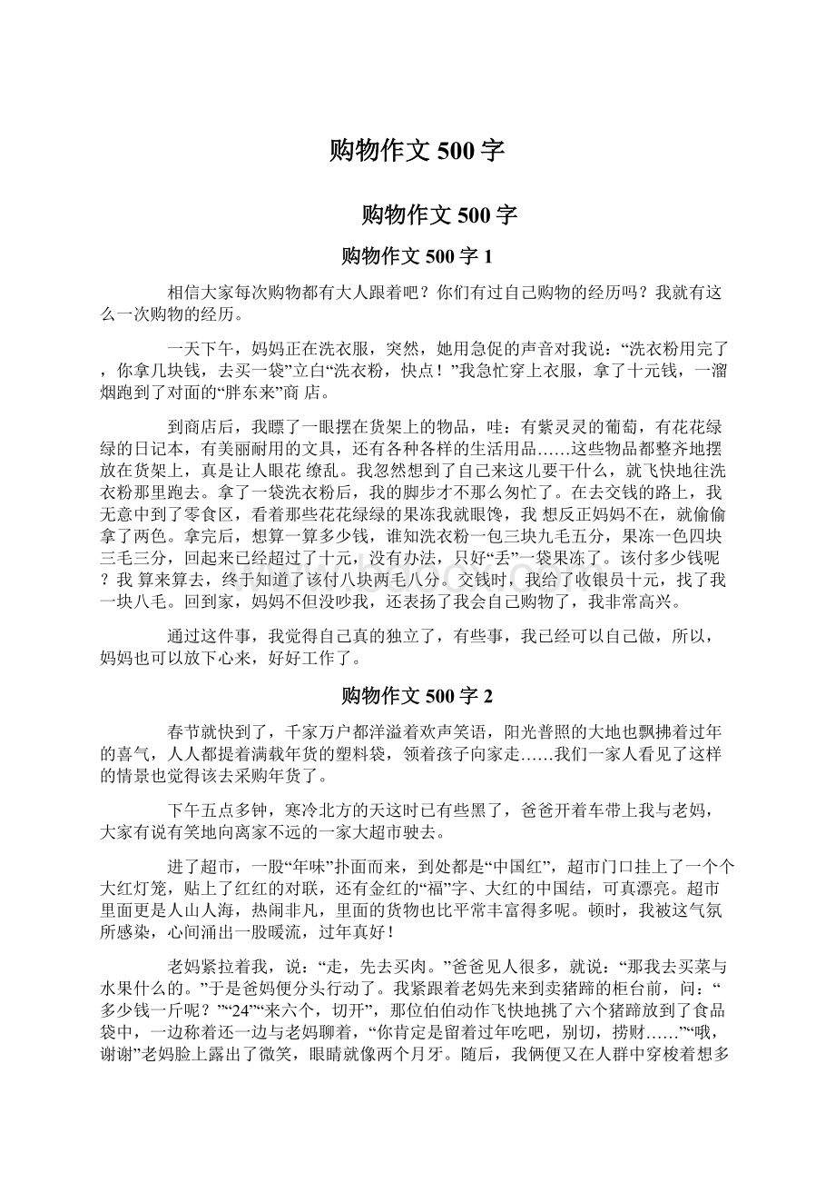 购物作文500字Word格式文档下载.docx