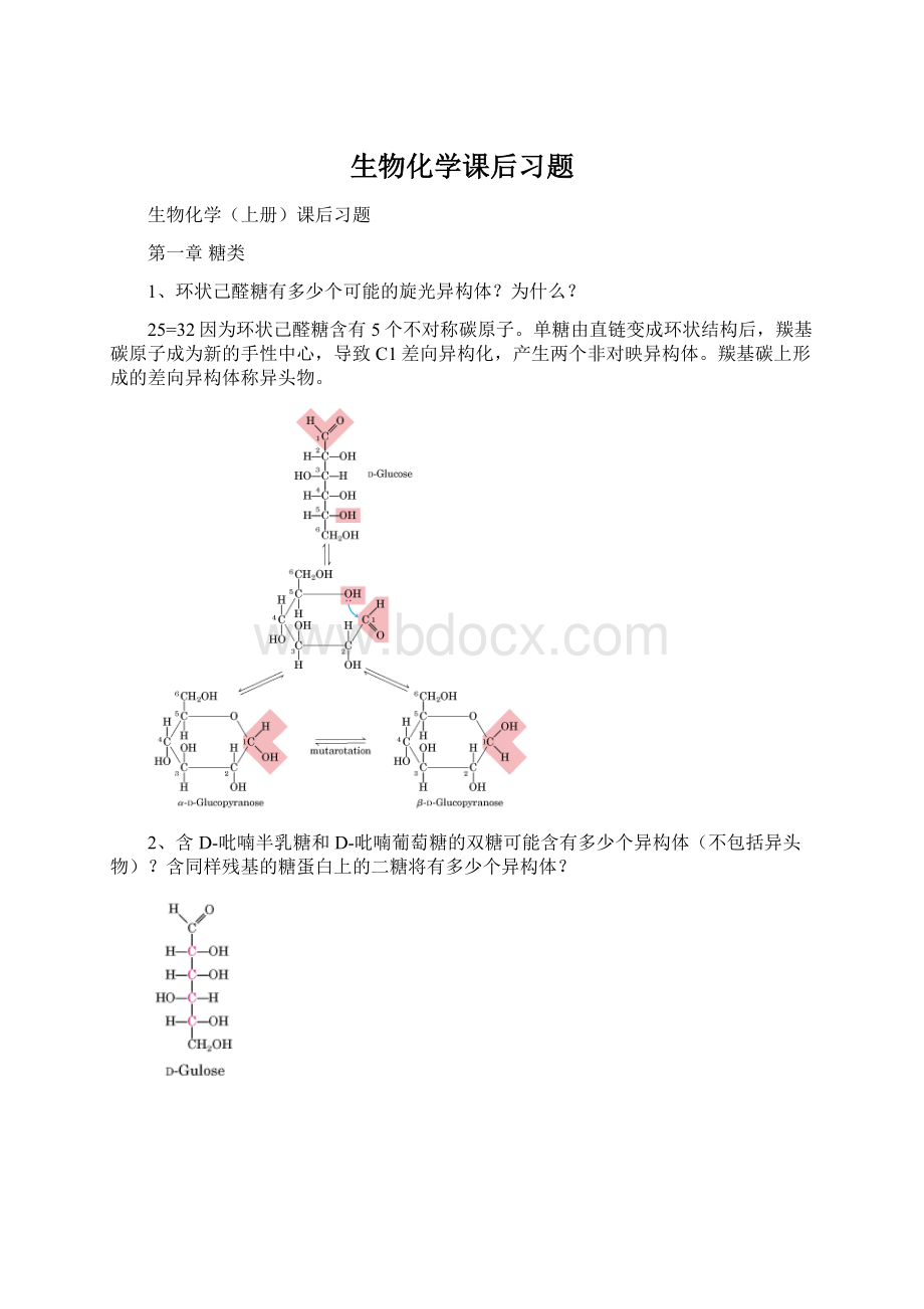 生物化学课后习题Word下载.docx