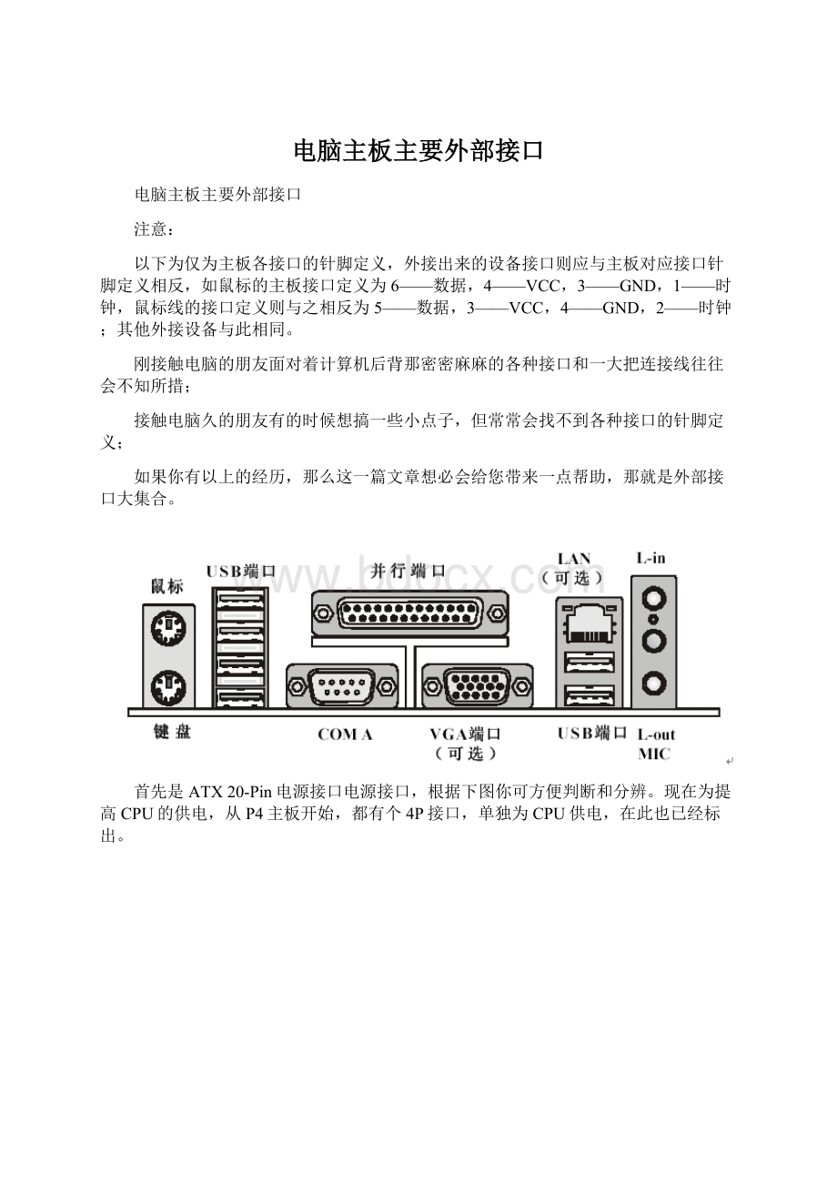 电脑主板主要外部接口Word文件下载.docx