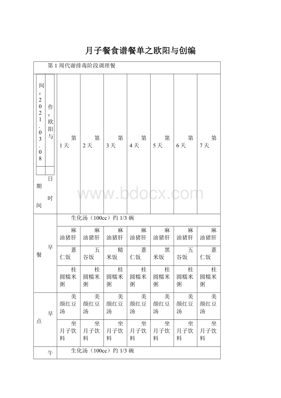 月子餐食谱餐单之欧阳与创编.docx