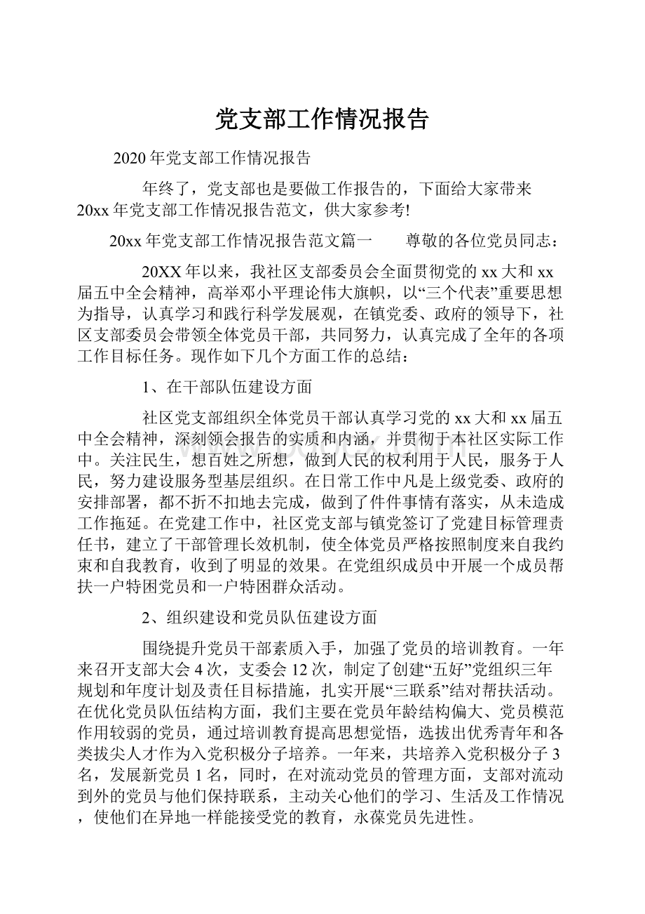 党支部工作情况报告.docx_第1页