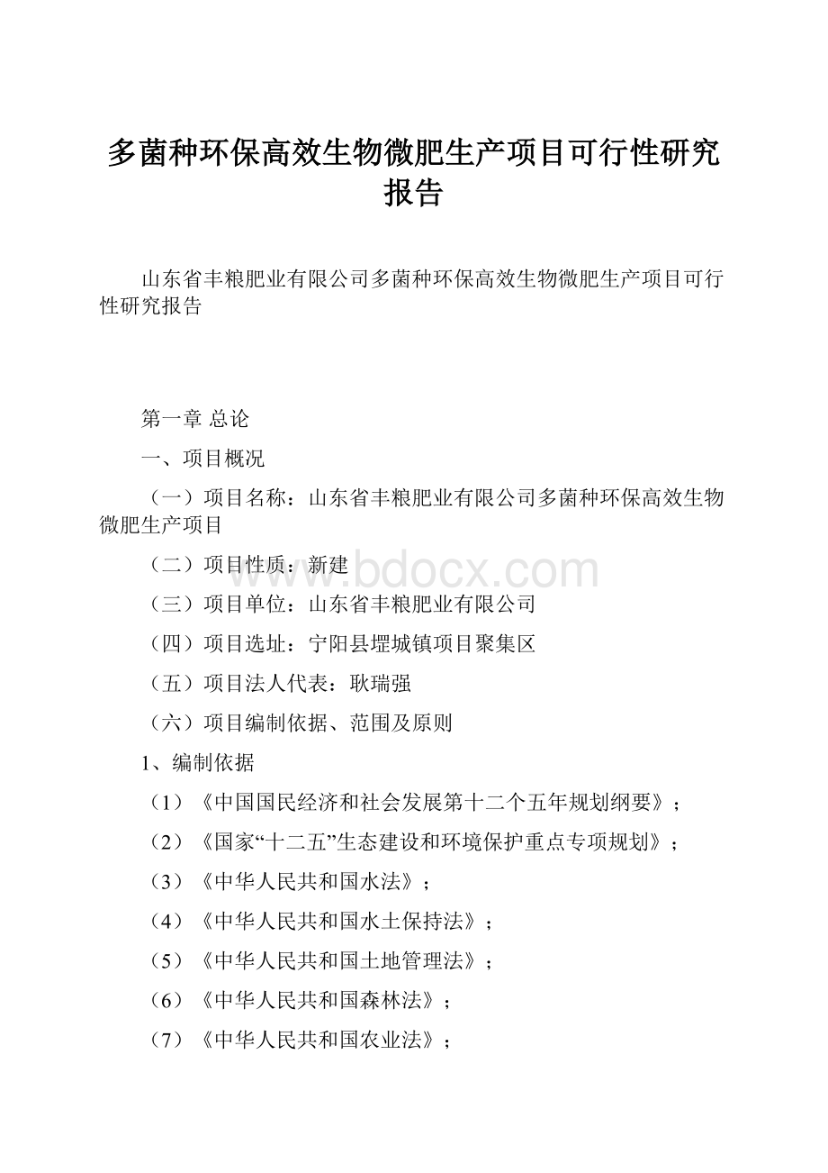 多菌种环保高效生物微肥生产项目可行性研究报告Word格式文档下载.docx