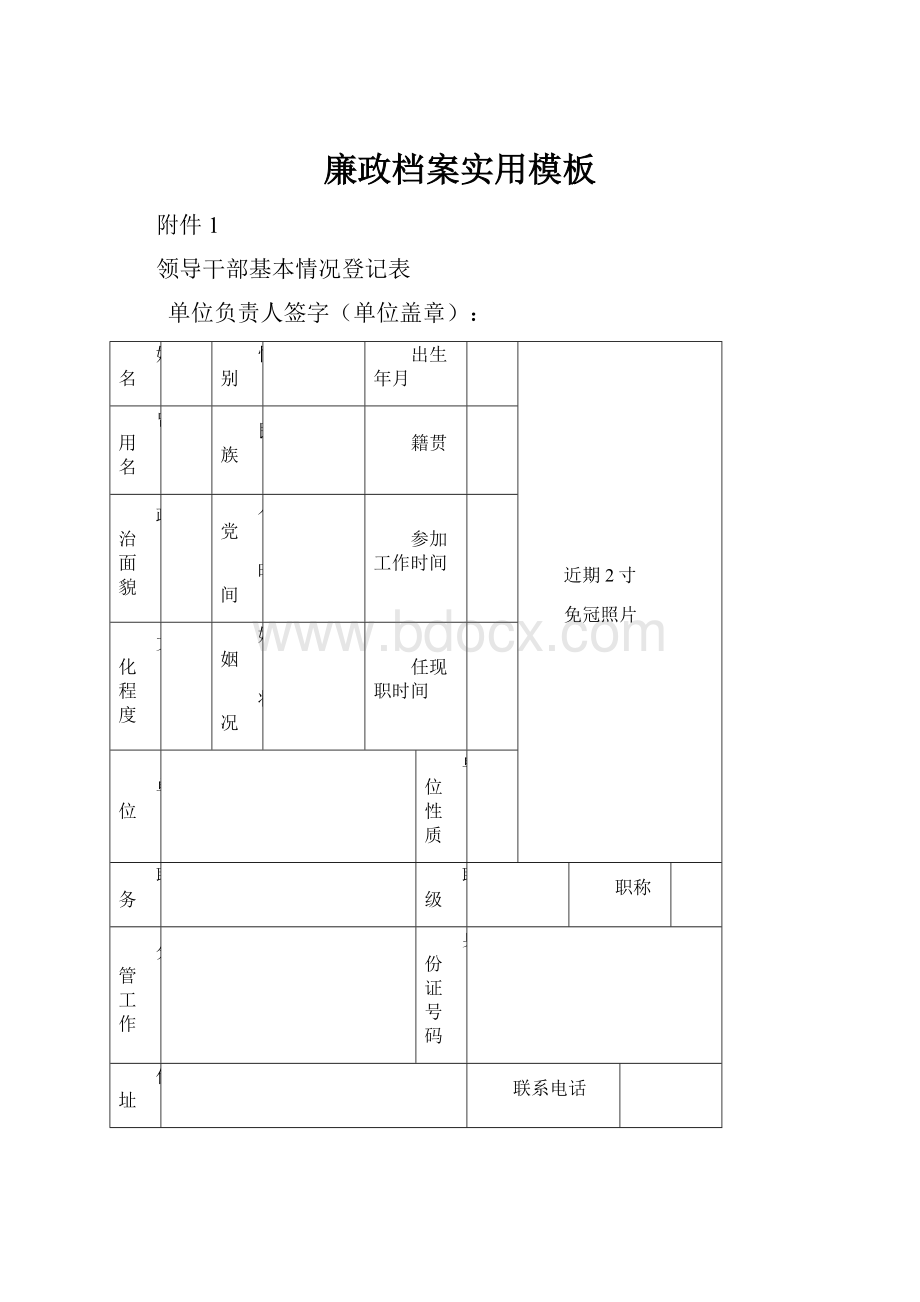 廉政档案实用模板.docx