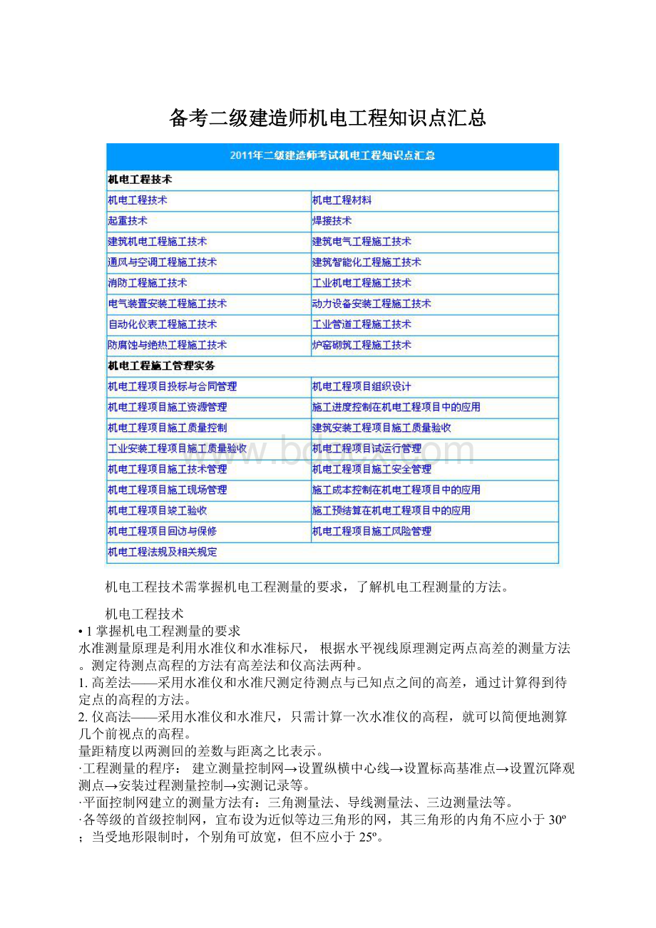 备考二级建造师机电工程知识点汇总.docx_第1页