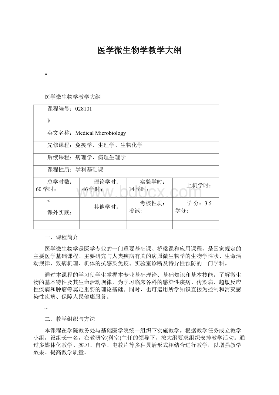 医学微生物学教学大纲.docx