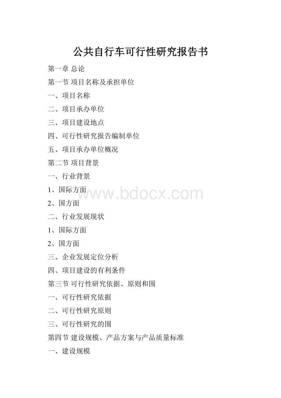 公共自行车可行性研究报告书.docx