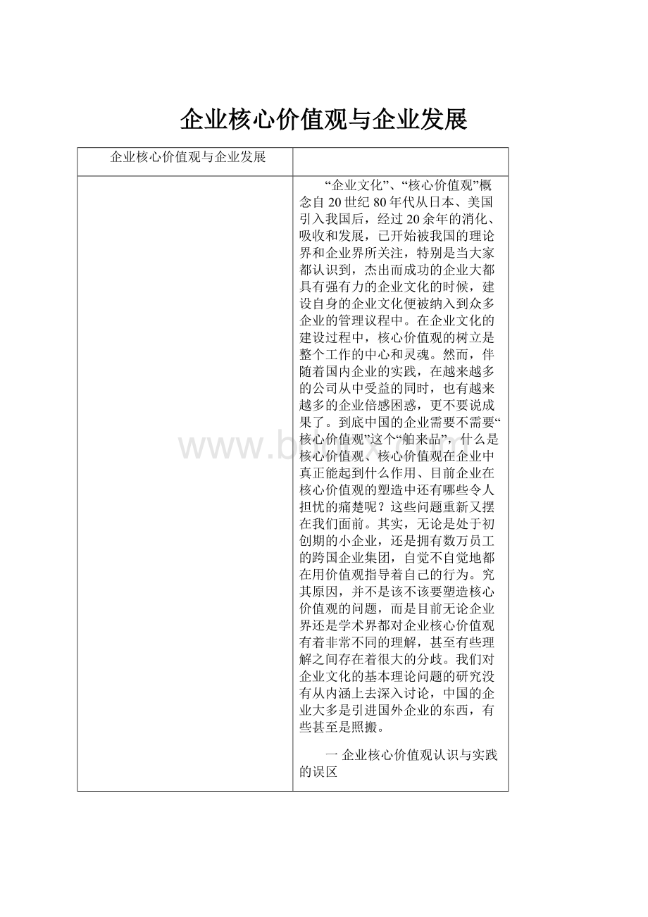 企业核心价值观与企业发展Word格式文档下载.docx_第1页