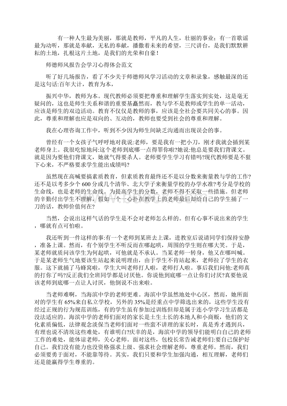 师德师风报告会心得体会Word格式文档下载.docx_第2页