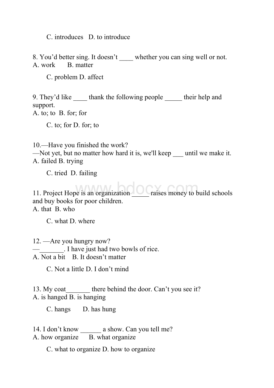 九年级英语200道单选题上.docx_第2页