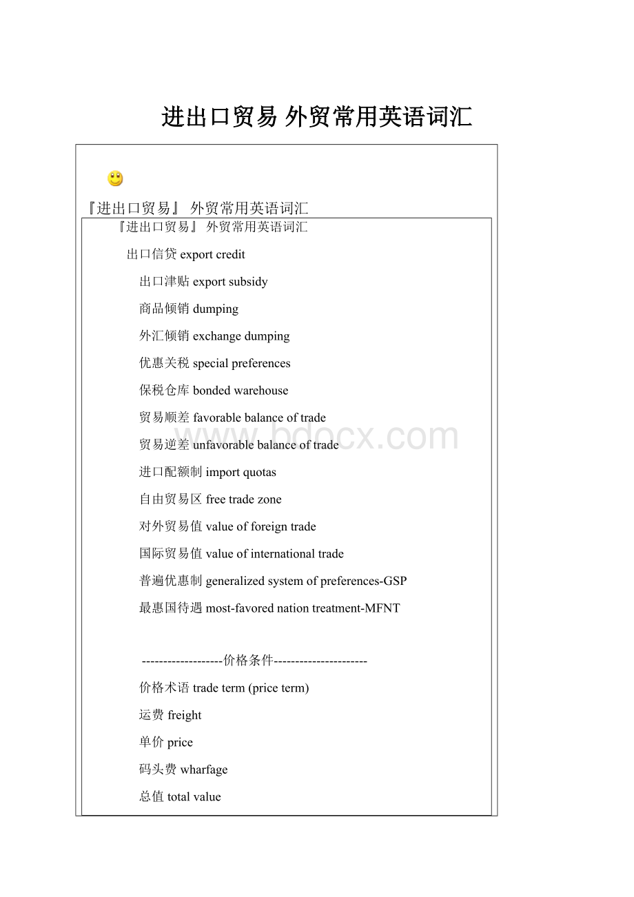 进出口贸易 外贸常用英语词汇.docx