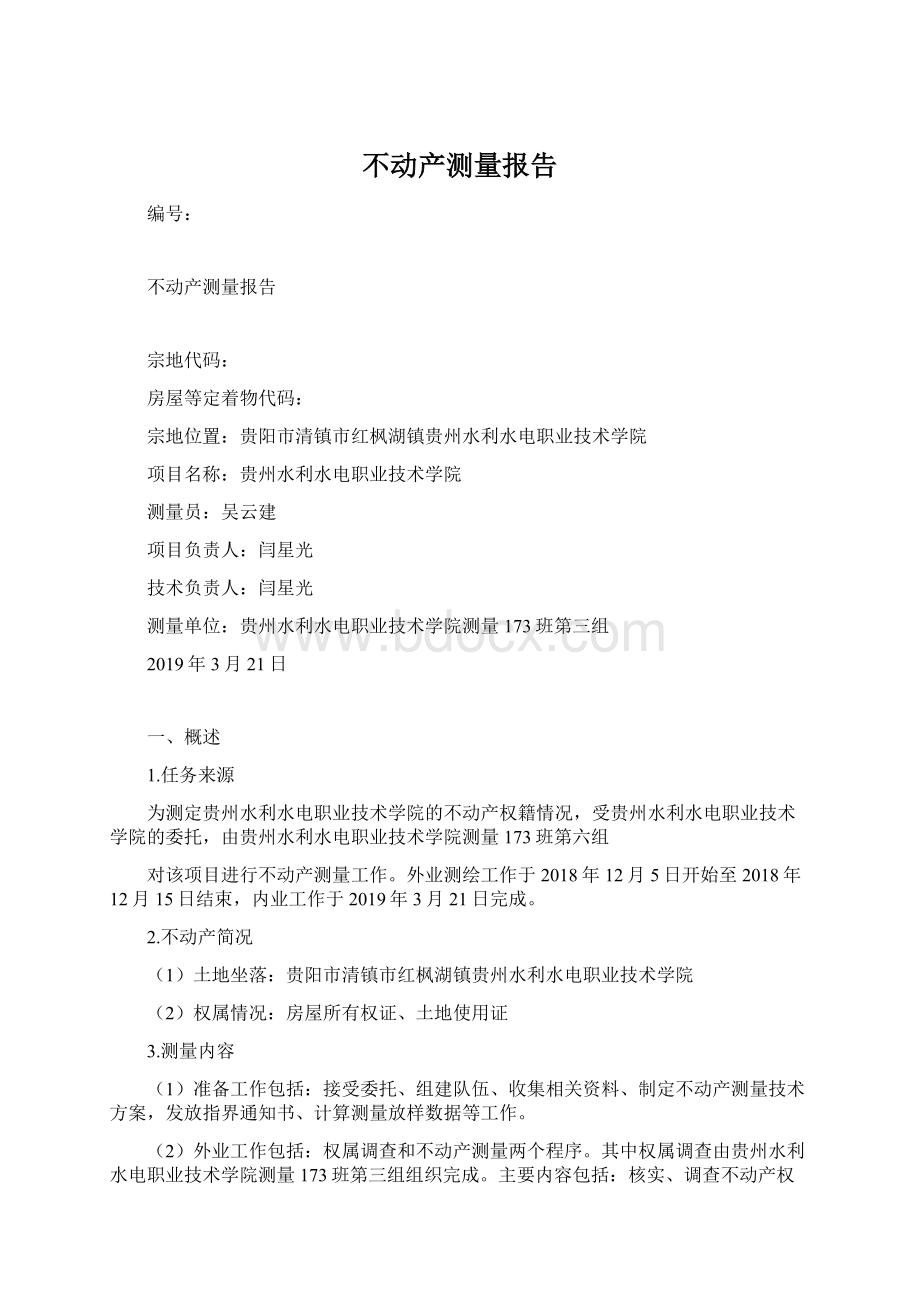 不动产测量报告Word文档格式.docx