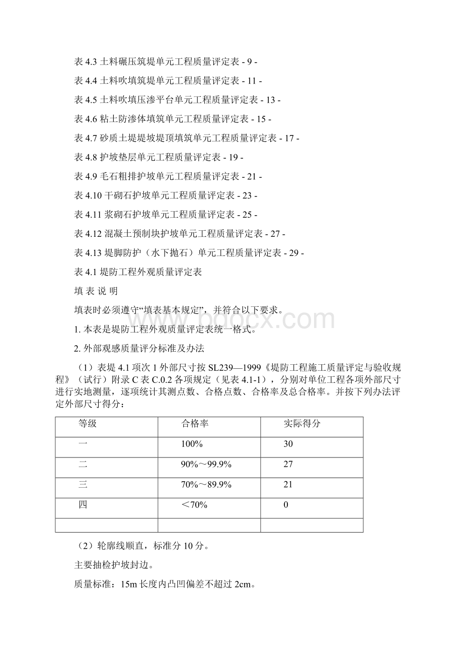 水利水电堤防工程外观质量及单元工程质量评定表.docx_第3页