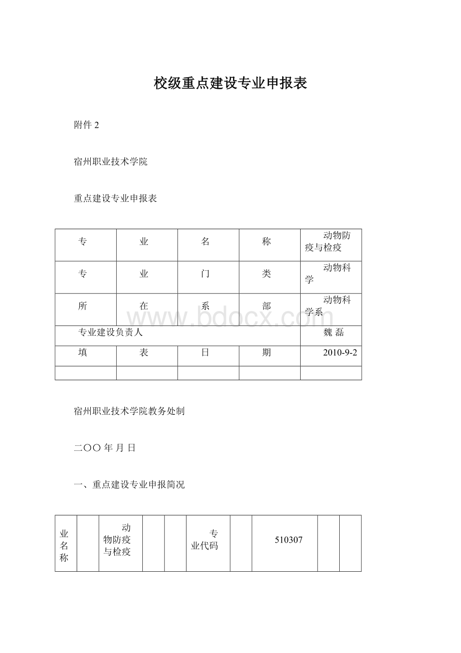 校级重点建设专业申报表.docx_第1页