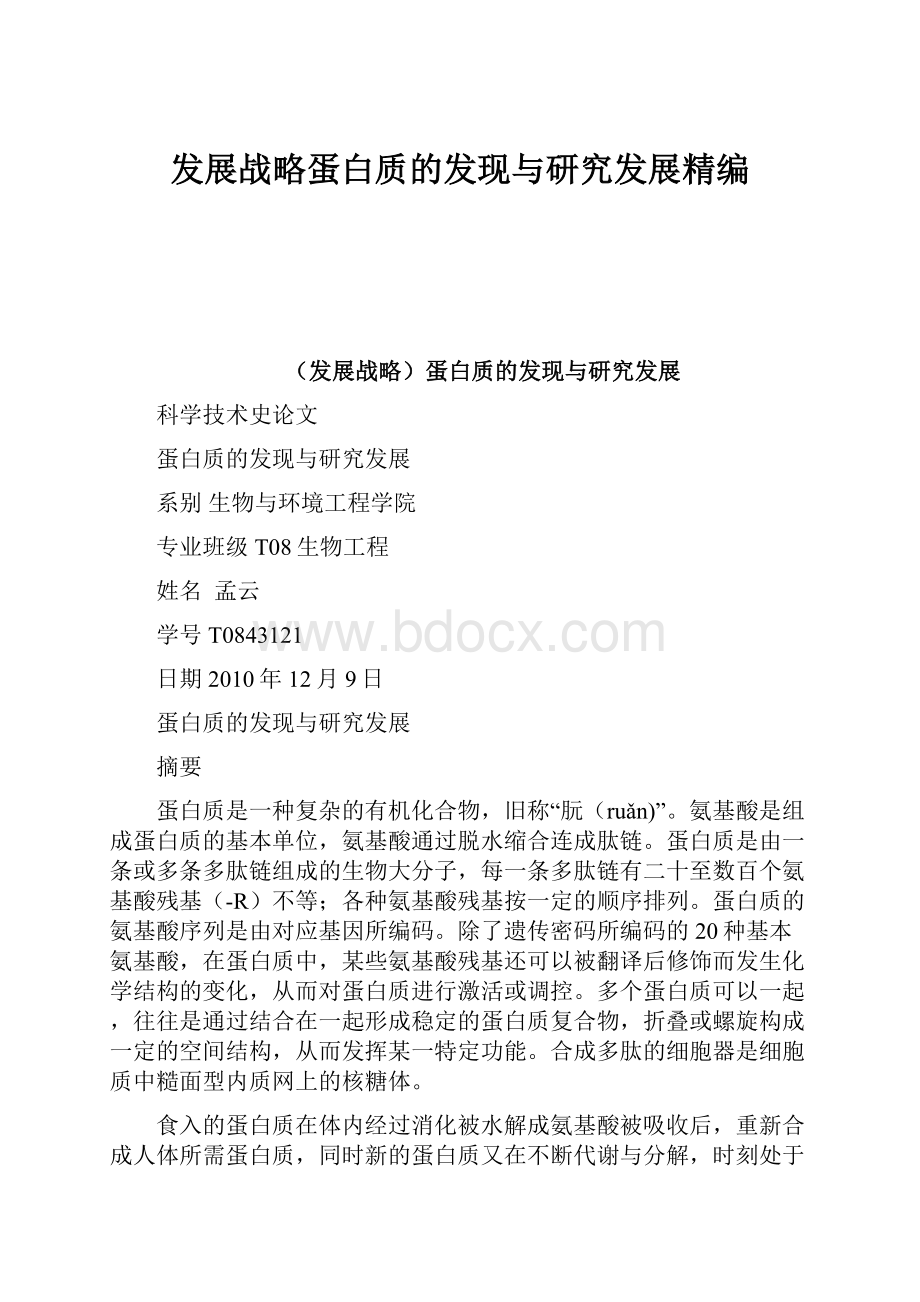 发展战略蛋白质的发现与研究发展精编文档格式.docx_第1页