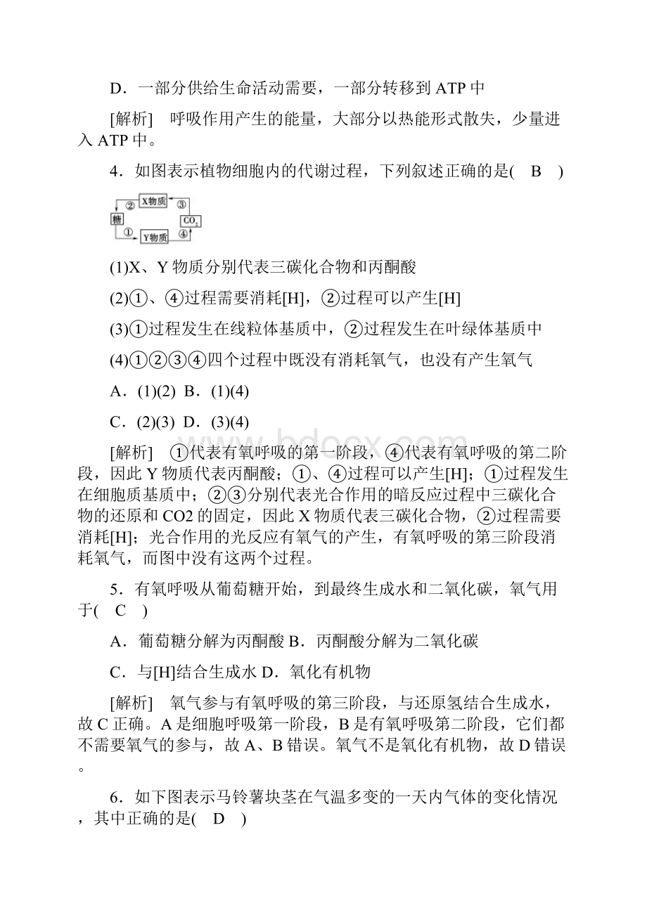 高中生物第五章细胞的能量供应和利用学业质量标准检测新人教版必修1文档格式.docx_第2页