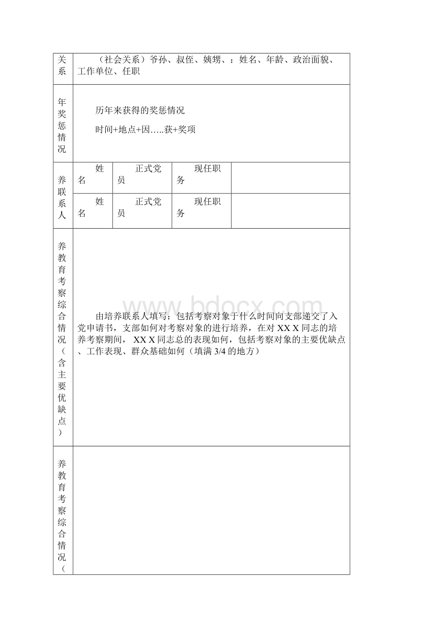 入党积极分子考察表B5纸.docx_第2页