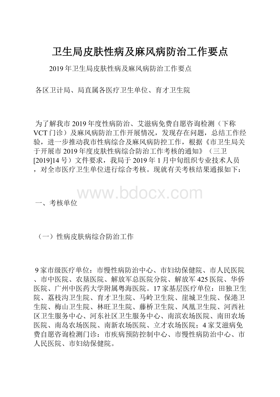 卫生局皮肤性病及麻风病防治工作要点.docx