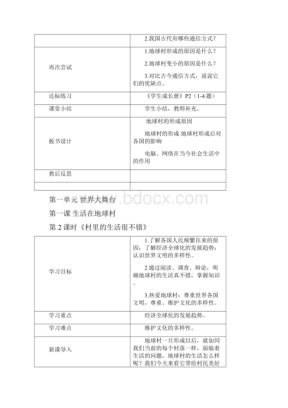 完整升级版人民版九年级思想品德教案图文Word文档下载推荐.docx_第2页