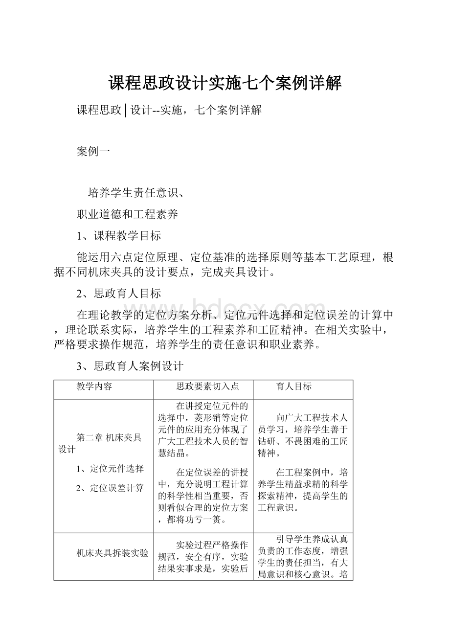 课程思政设计实施七个案例详解.docx_第1页