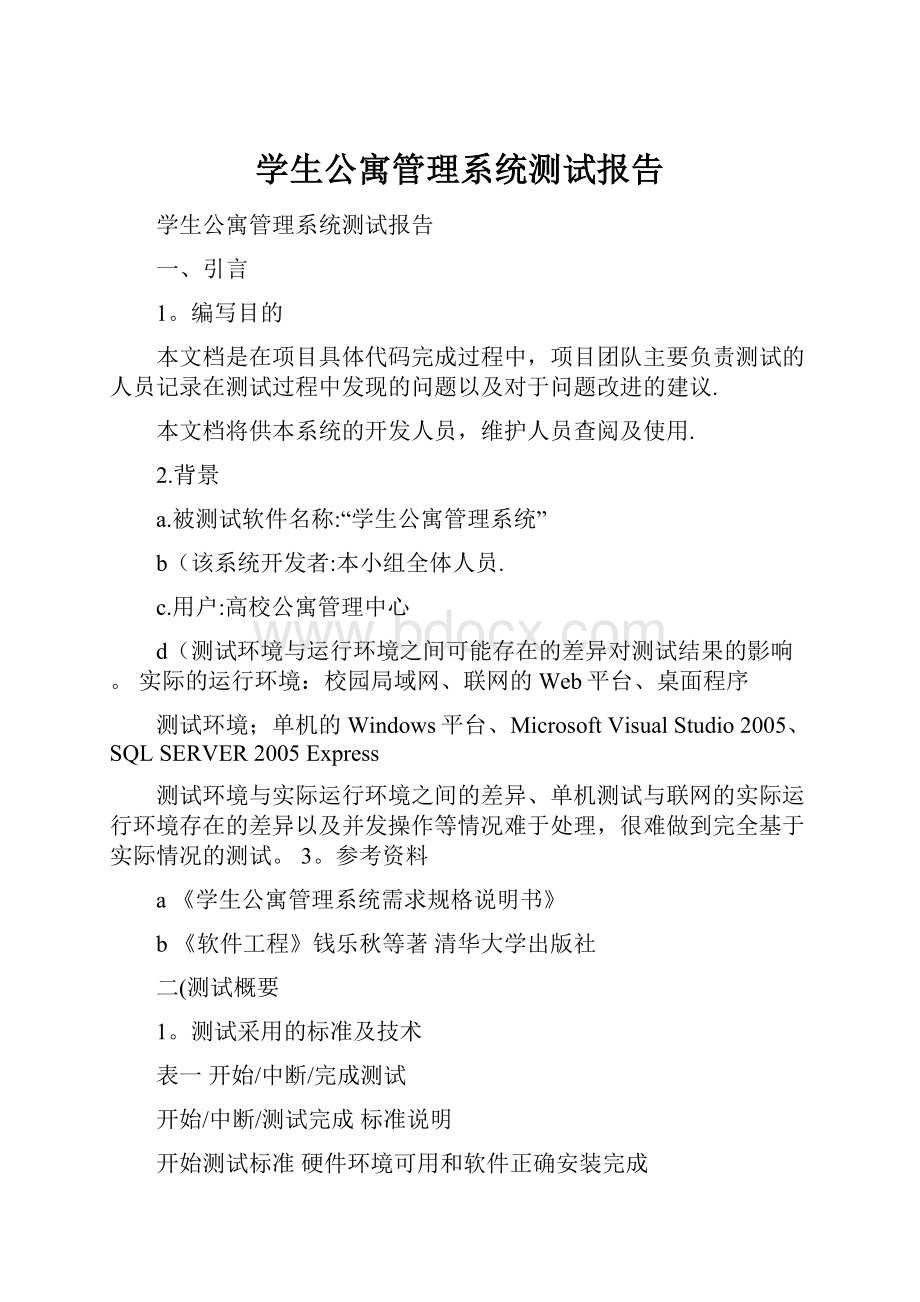 学生公寓管理系统测试报告.docx_第1页