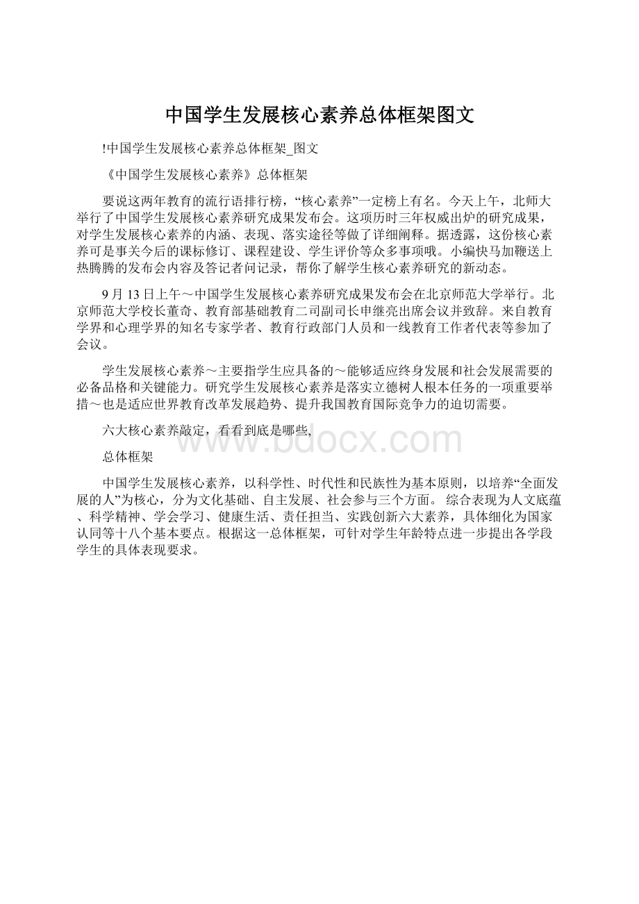 中国学生发展核心素养总体框架图文Word文件下载.docx_第1页