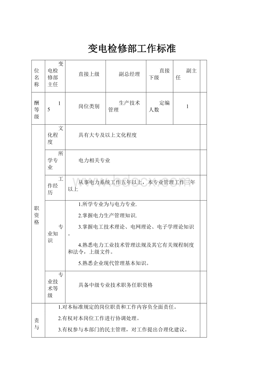 变电检修部工作标准.docx_第1页