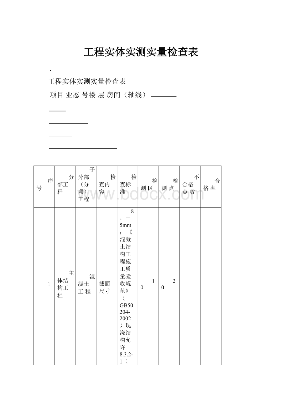 工程实体实测实量检查表.docx_第1页