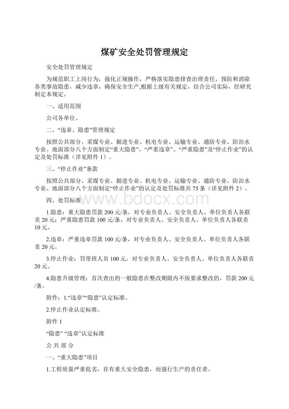 煤矿安全处罚管理规定文档格式.docx