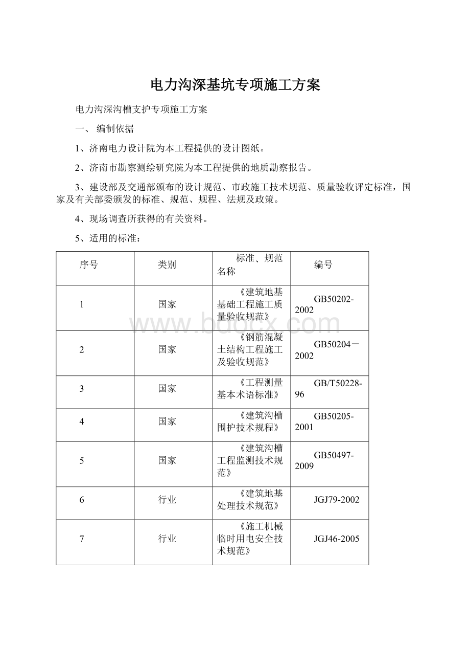 电力沟深基坑专项施工方案Word文档下载推荐.docx