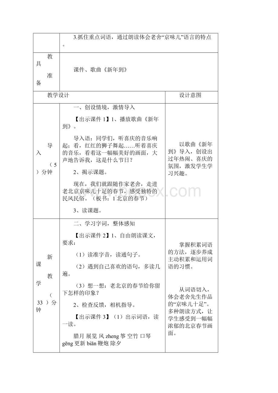 人教部编版六年级语文下册1 北京的春节教案.docx_第2页