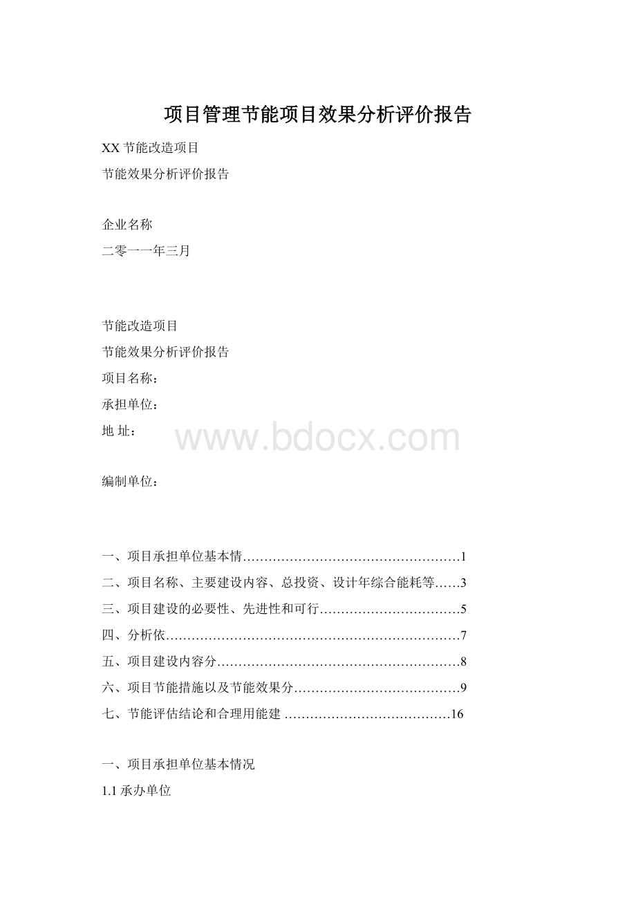 项目管理节能项目效果分析评价报告Word格式.docx