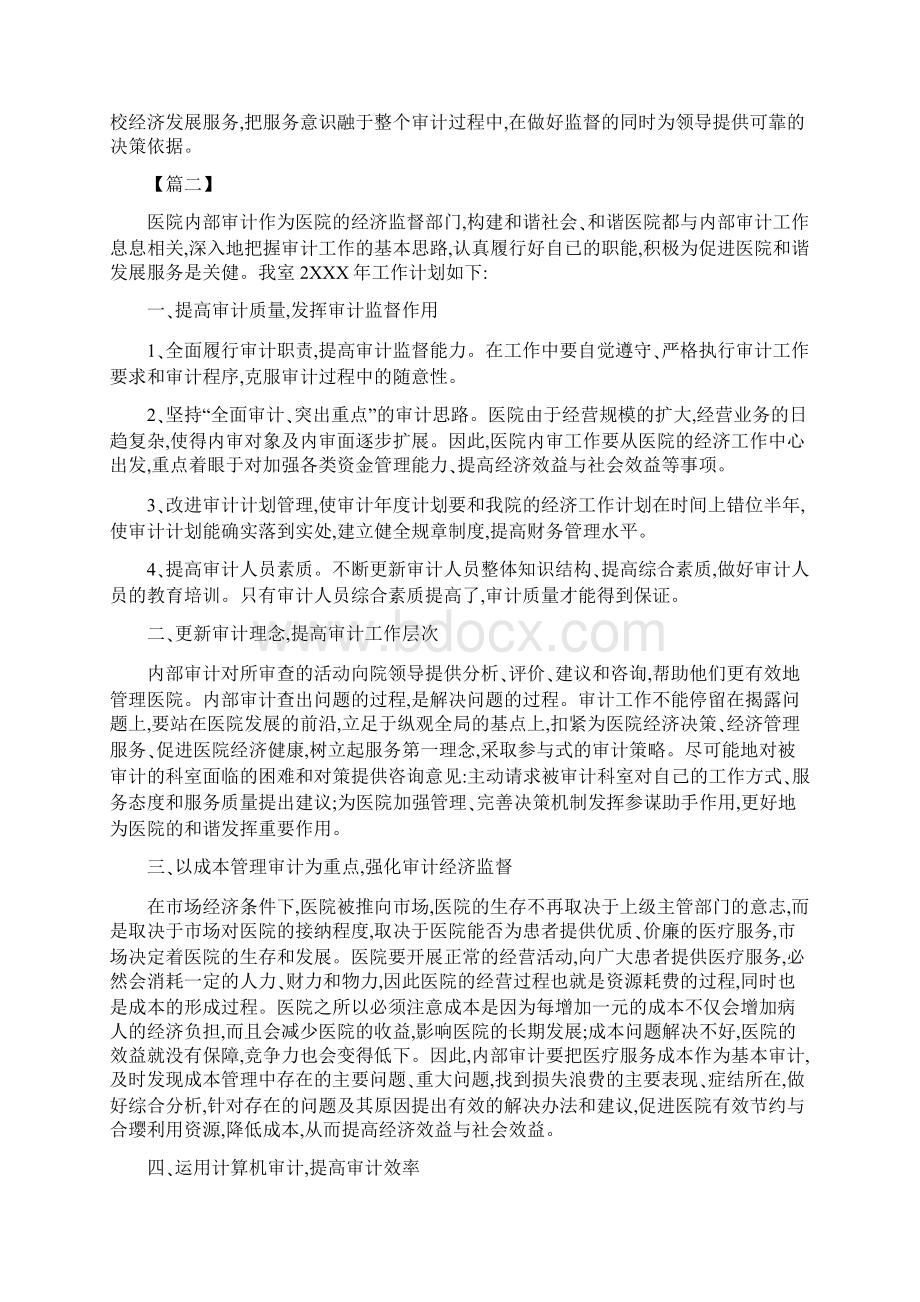 医院内部审计工作计划Word格式文档下载.docx_第3页