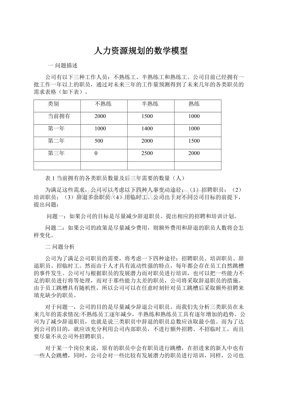 人力资源规划的数学模型.docx_第1页