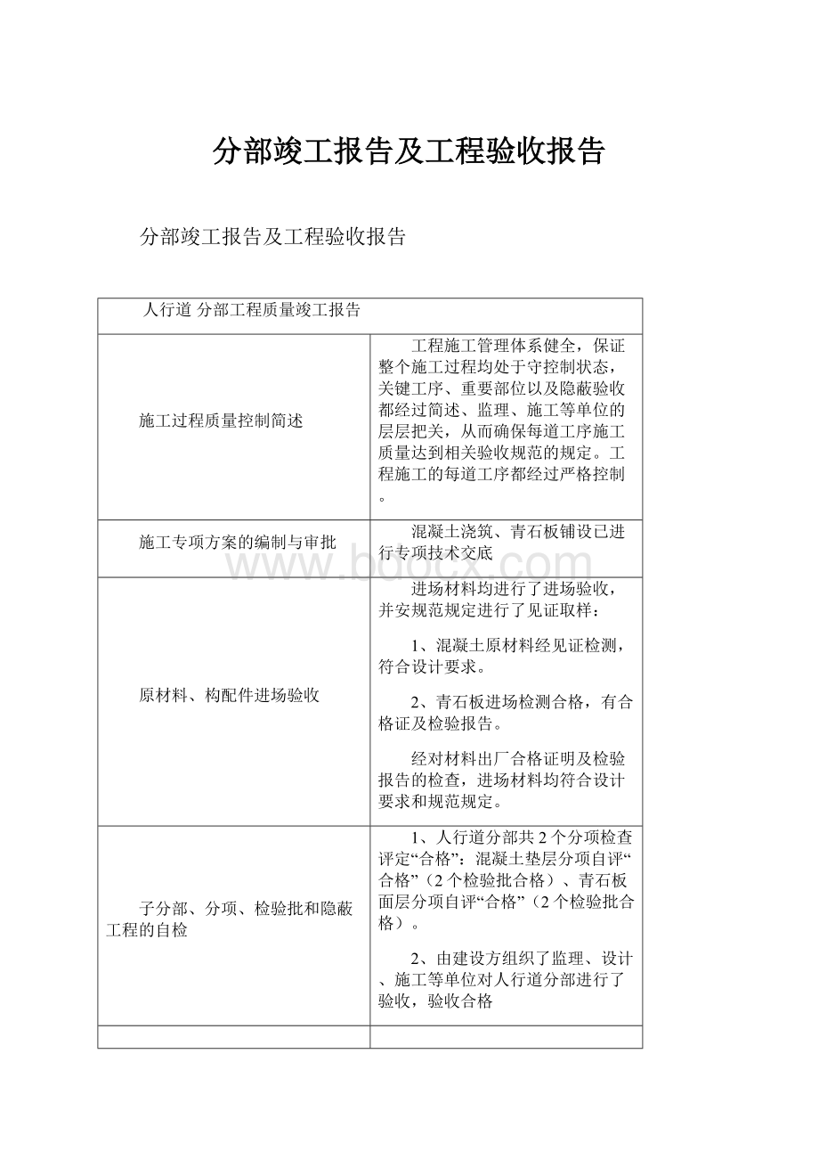 分部竣工报告及工程验收报告.docx