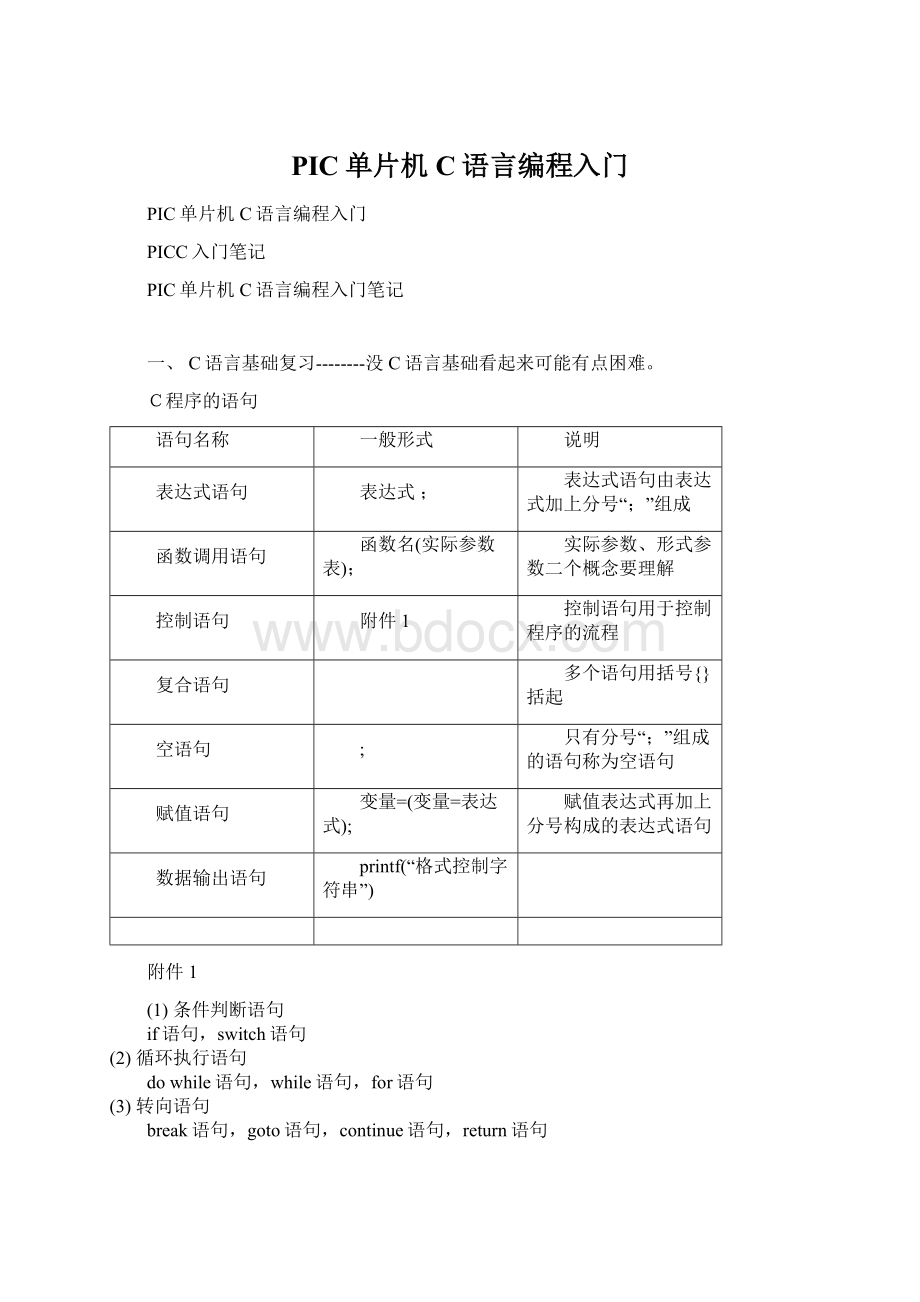 PIC单片机C语言编程入门Word格式.docx