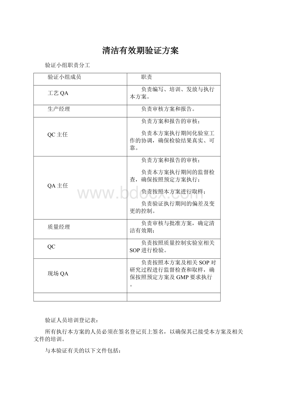 清洁有效期验证方案Word格式.docx