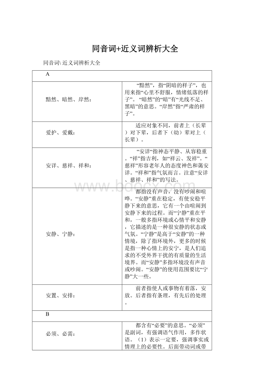 同音词+近义词辨析大全.docx_第1页