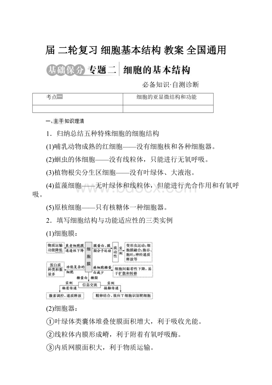 届 二轮复习细胞基本结构教案 全国通用Word下载.docx_第1页