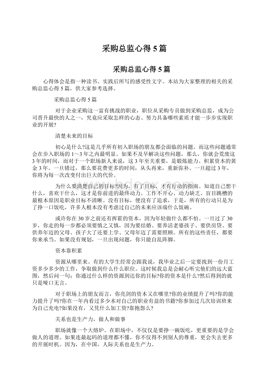 采购总监心得5篇文档格式.docx