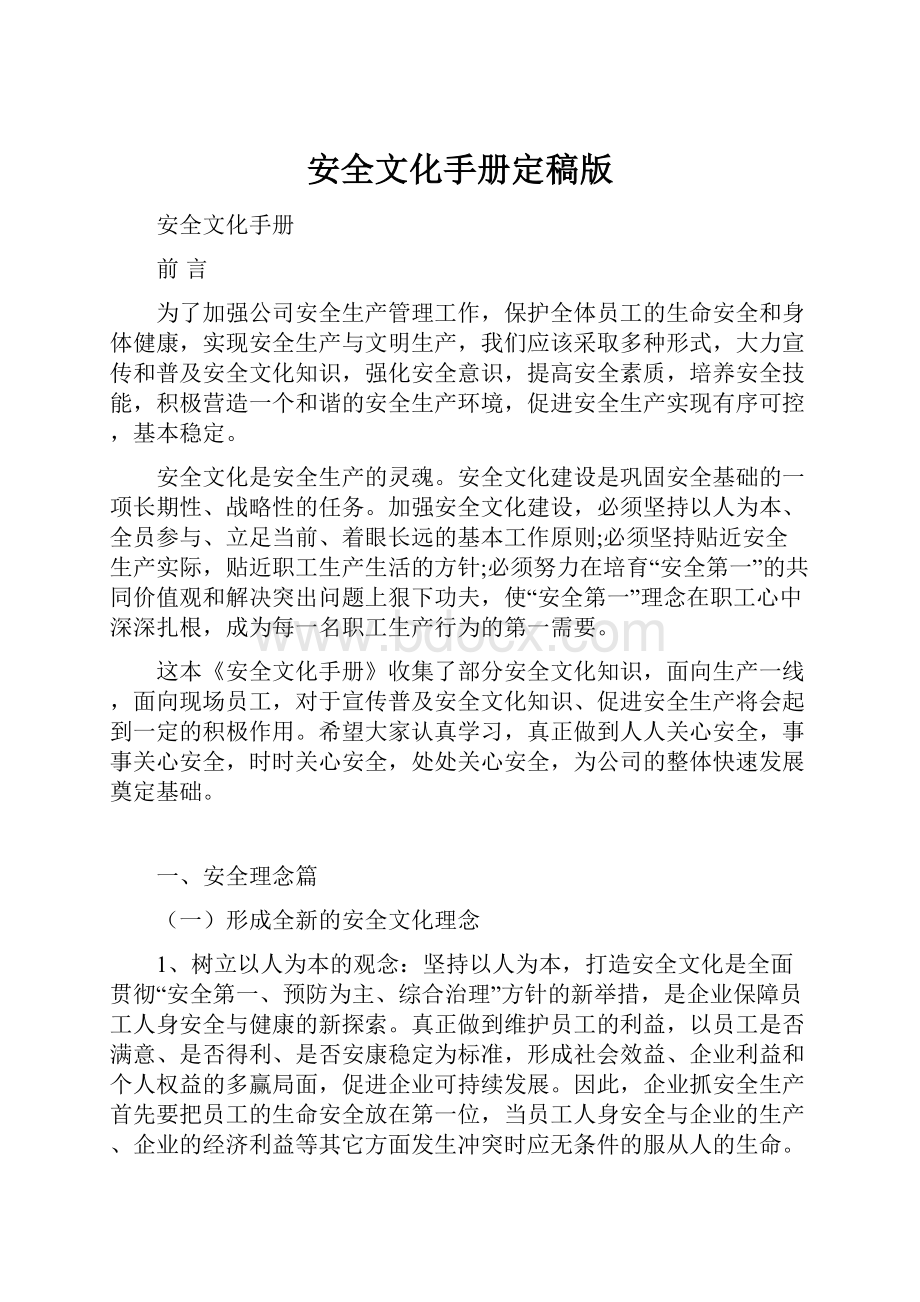 安全文化手册定稿版Word文件下载.docx