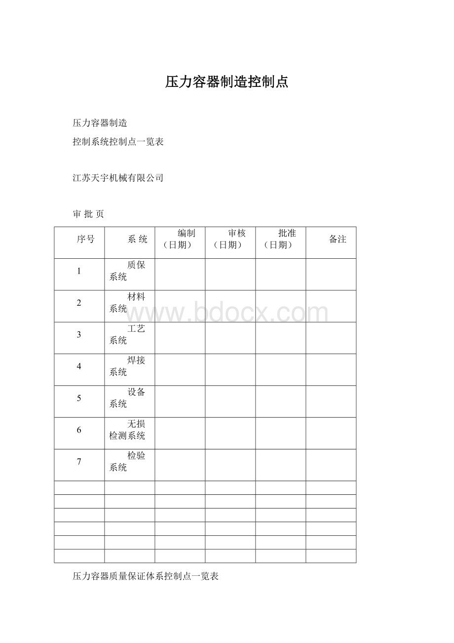 压力容器制造控制点.docx