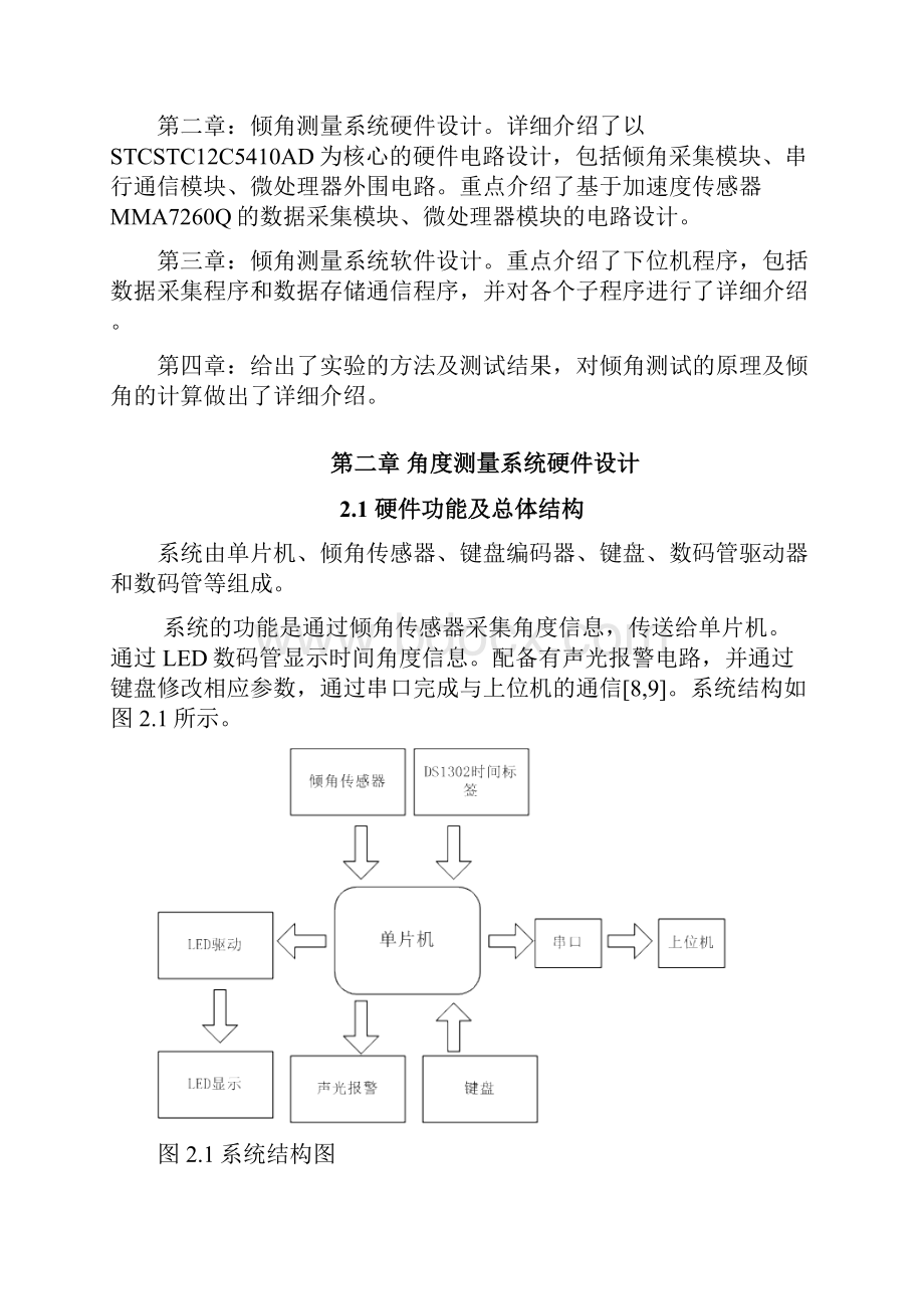 基于STC12C5410AD单片机的倾角测试系统毕业设计Word文档格式.docx_第2页